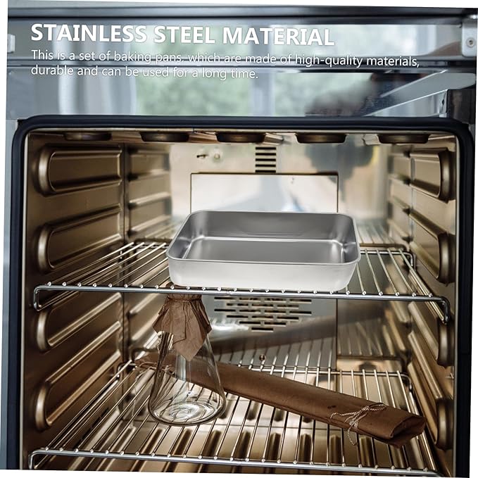 Stainless Steel Baking Pan with Fresh-keeping Lid Deep Bbq and Food Storage Container High-temperature Resistant for Outdoor Picnics and Family Gatherings