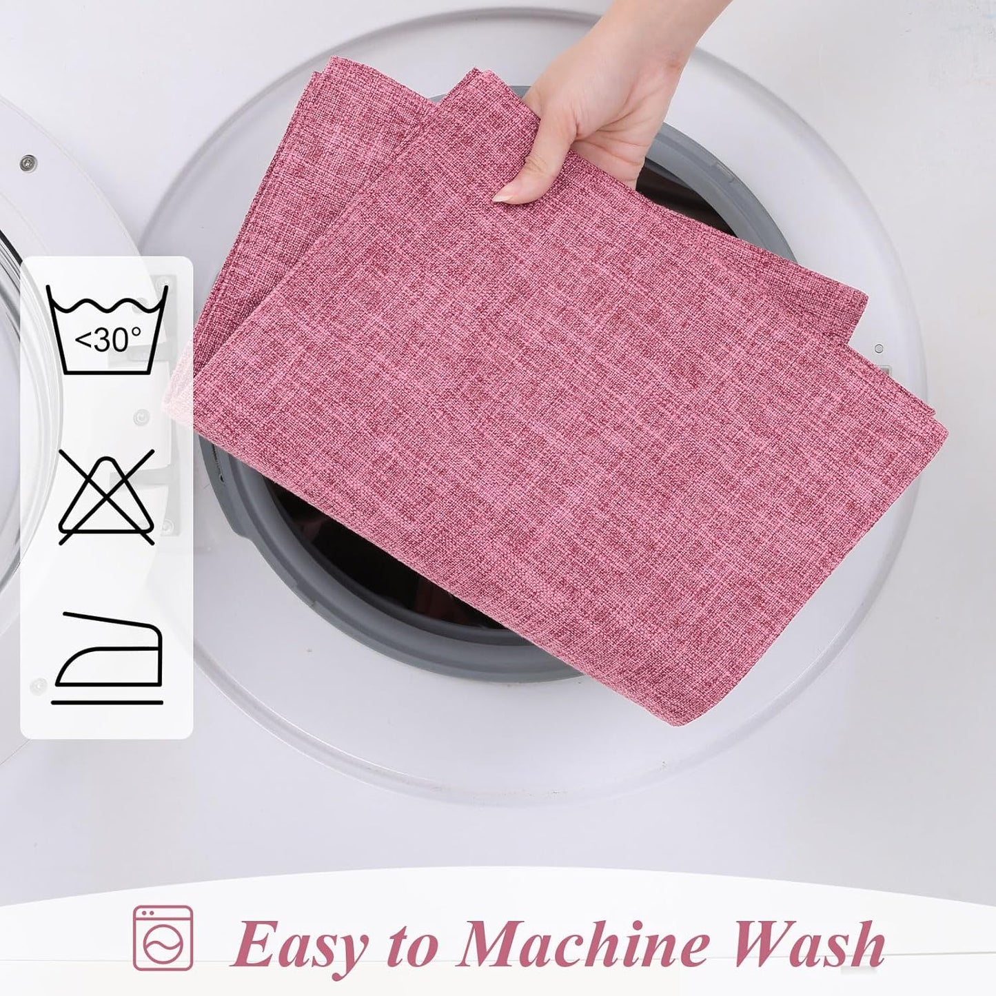 SHACOS Woven Fabric Placemats Set of 4 Heat Resistant Place Mats Non Slip Washable Double Layer Cloth Placemats Reversible Table Mats Kitchen Dining Table Decor (4, Hot Pink)