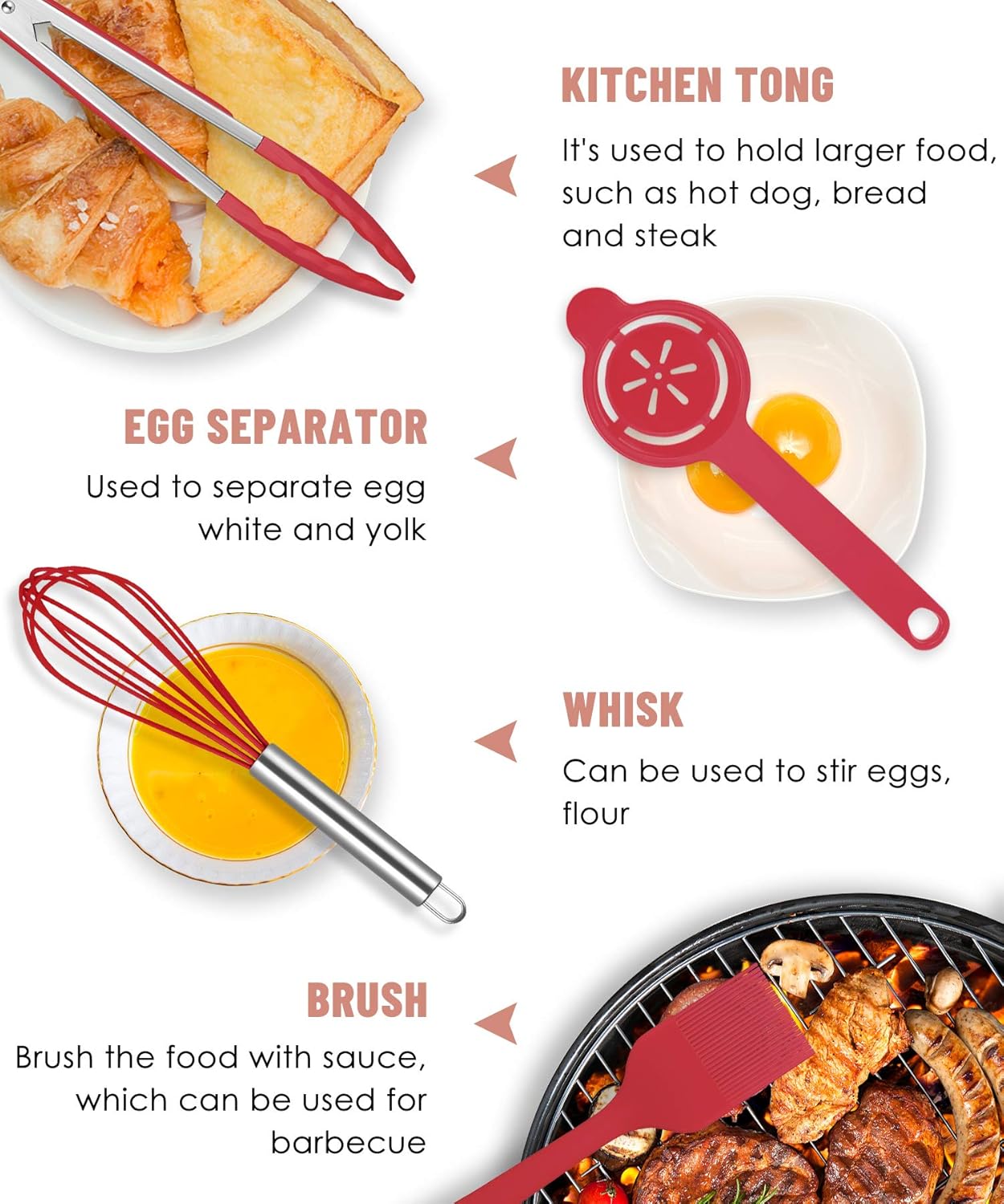 Kitchen Utensils Set-12 Pieces Silicone Cooking Utensils Set (Dishwasher Safe) 392°F Heat Resistant Spatula Set, Nonstick Cookware