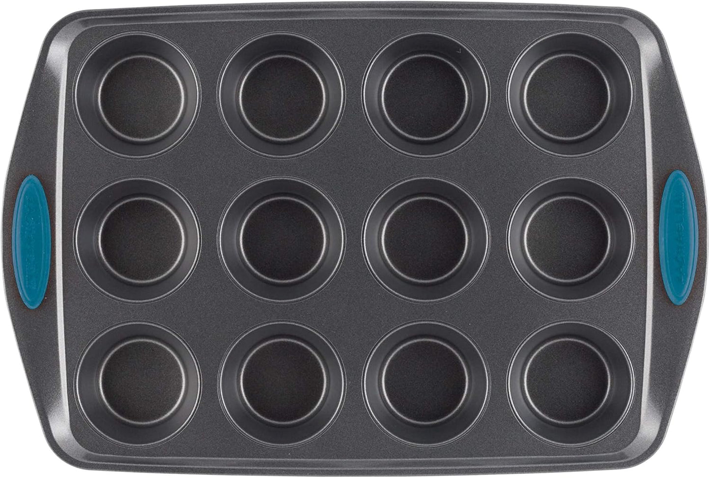 Rachael Ray Yum -o! Nonstick Bakeware 12-Cup Muffin Tin With Grips / Nonstick Cupcake Tin With Grips - 12 Cup, Gray