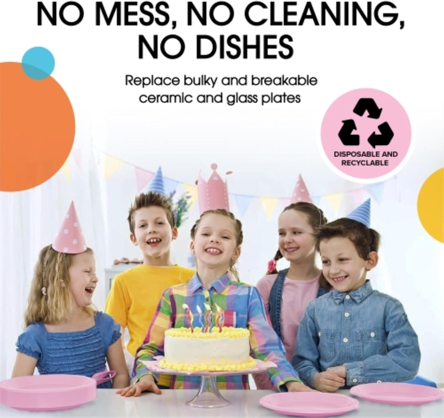 Exquisite Party Solids Pink Plastic Plates For Party Supplies 9" Pink Disposable Plates Heavy Duty 50 Pcs Plastic Dinnerware Sets Heavy Duty 350 GSM Disposable Dinnerware Set