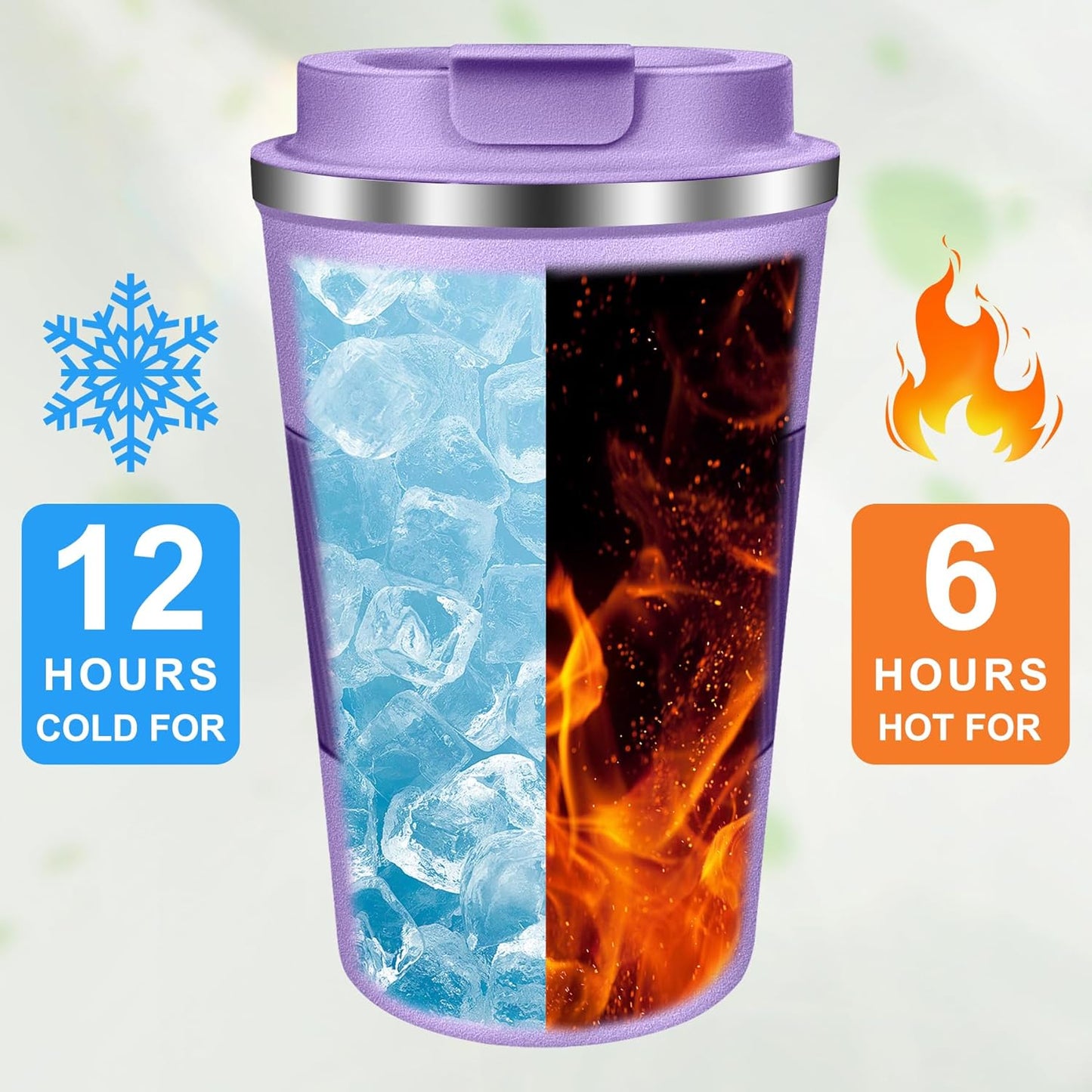 Coffee Travel Mug 12 oz & 17 oz Insulated Coffee Mug with Lid Portable Spill-Proof Coffee Travel Mug No Handle Reusable Stainless Steel Mug Keeps Cold and Hot Suitable for Car, Daily, Travel and Gifts