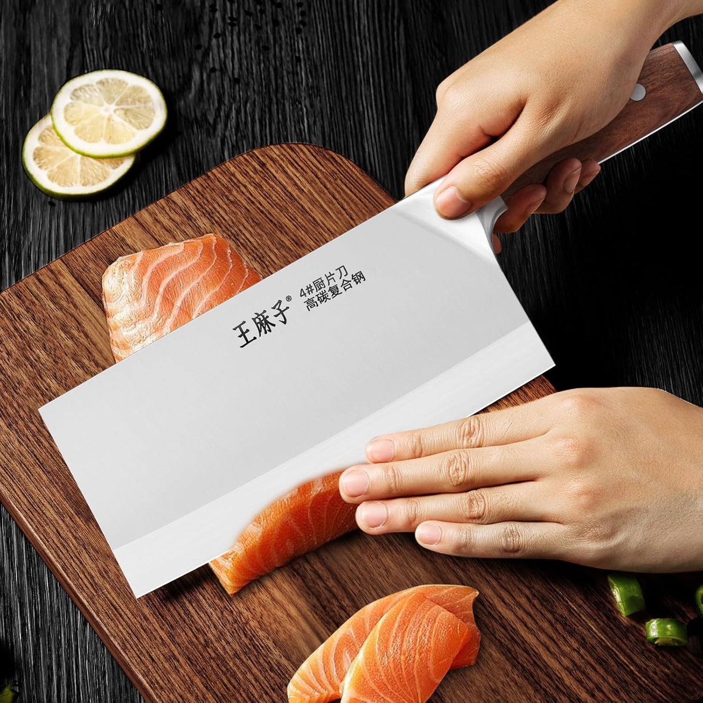 Chef Knife Chinese Cleaver Knife German Stainless Steel Kitchen Knife Ergonomic Comfortable Handle Non-stick Razor-sharp Blade Over 300 Years of Brand(7inch, Silver Black)