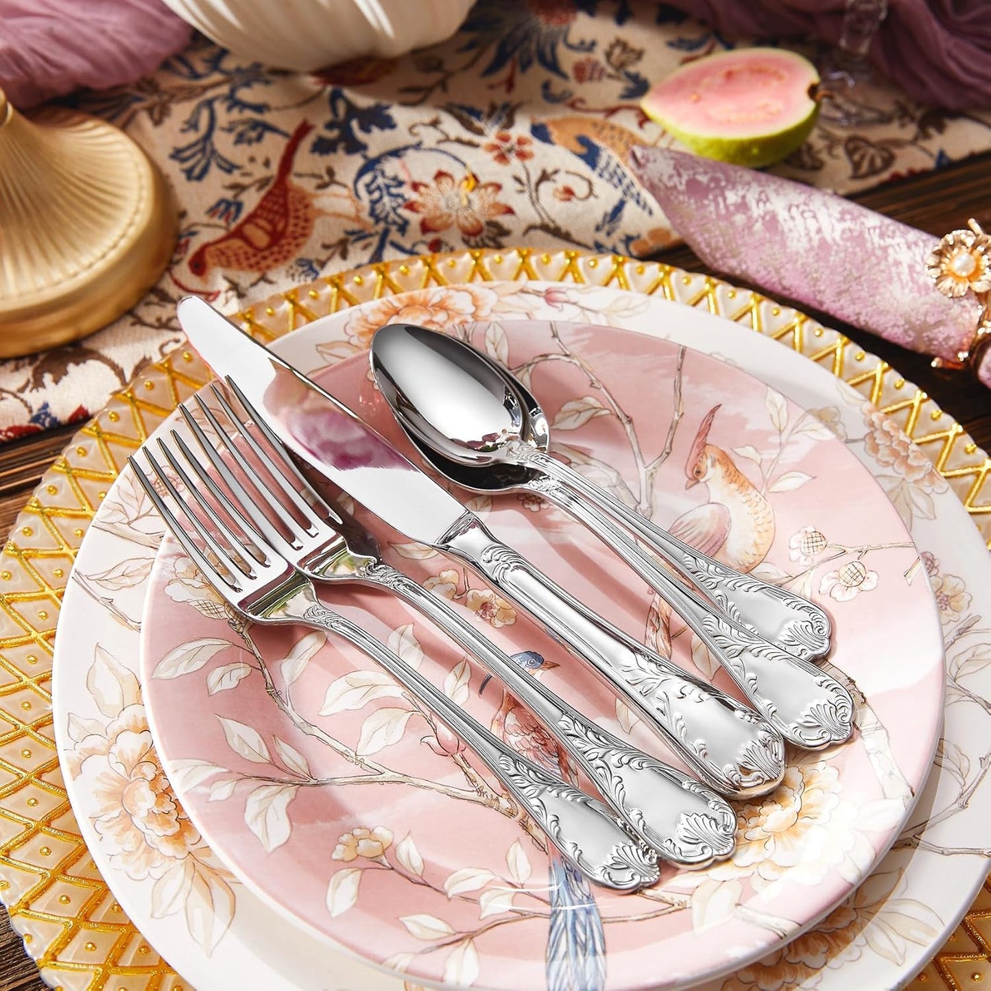 KEAWELL Premium Grand Luxe Flatware Set – 18/10 Stainless Steel, Everyday Elegance Silverware, Dishwasher Safe (20, Silver)