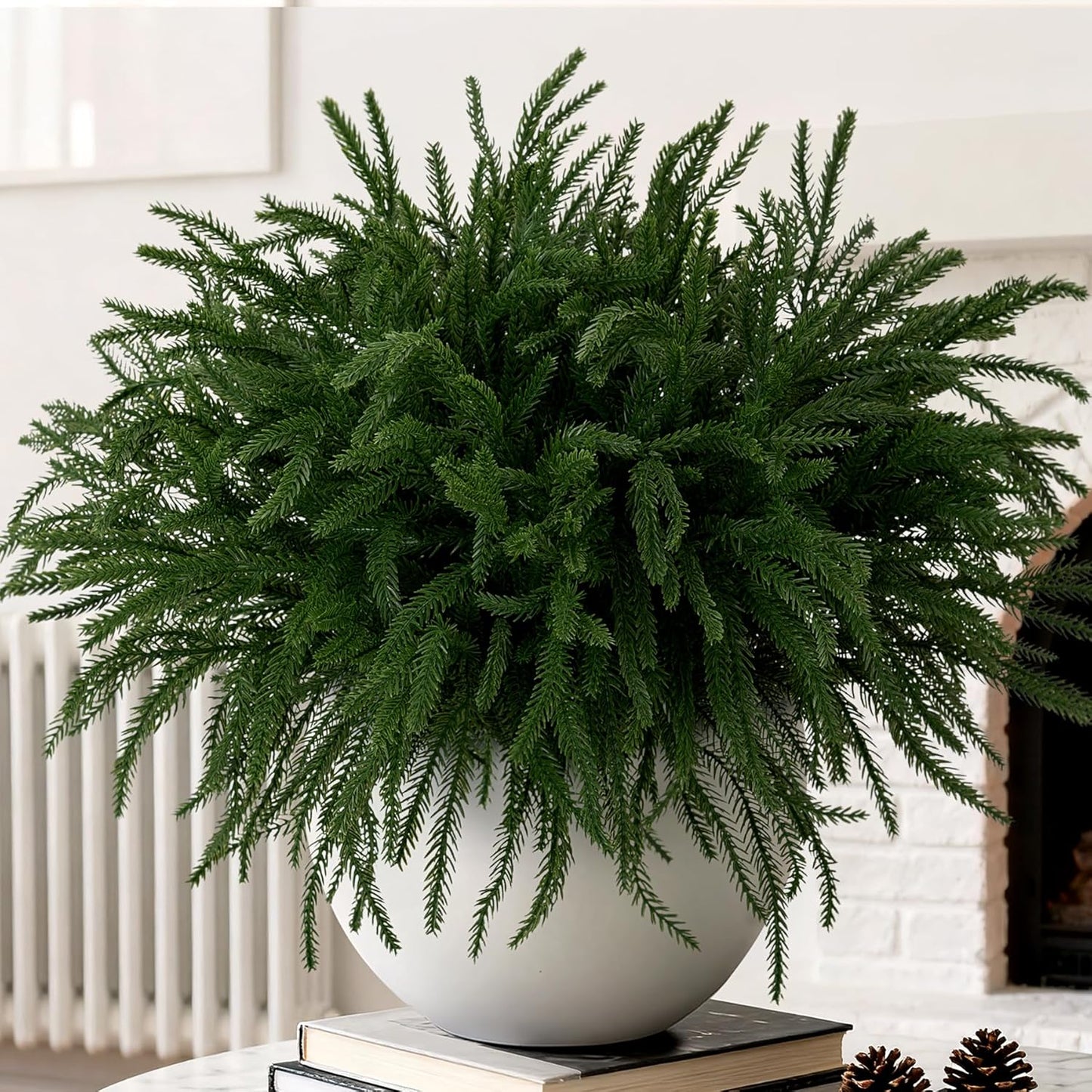 Artificial Norfolk Pine Stems for Christmas Decorations, 10 Pcs 18 inch Fake Pine Branches for Vases Garland Real Touch Faux Greenery Evergreen Plants for Xmas Home Decor Indoor Winter
