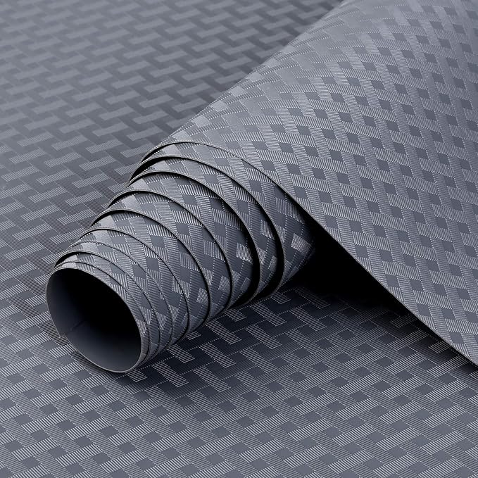 HooTown Shelf Liner Kitchen Cabinet Drawer Mats 23.6 Inch Wide x 78.7 Inch Long, Non Slip EVA Plastic Water Resistant Pad for Bathroom Drawers,Shoe Shelves, Under Sink, Gray