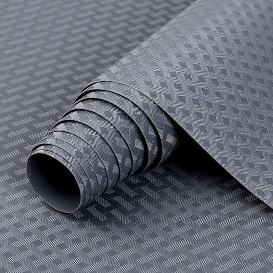 HooTown Shelf Liner Kitchen Cabinet Drawer Mats 17.5 Inch Wide x 196.8 Inch Long, Non Slip EVA Plastic Washable Oil Proof Pad for RV Drawer, Dish Plate Slippery Protection, Gray