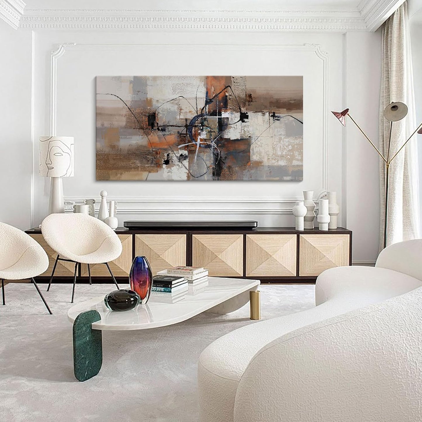 YDYSUNE Abstract Canvas Wall Art, Modern Wall Decor Painting, Brown Room Decorations, Orange Wall Art for Living Room, Bedroom, Office Artwork Wall Decor 29×58IN