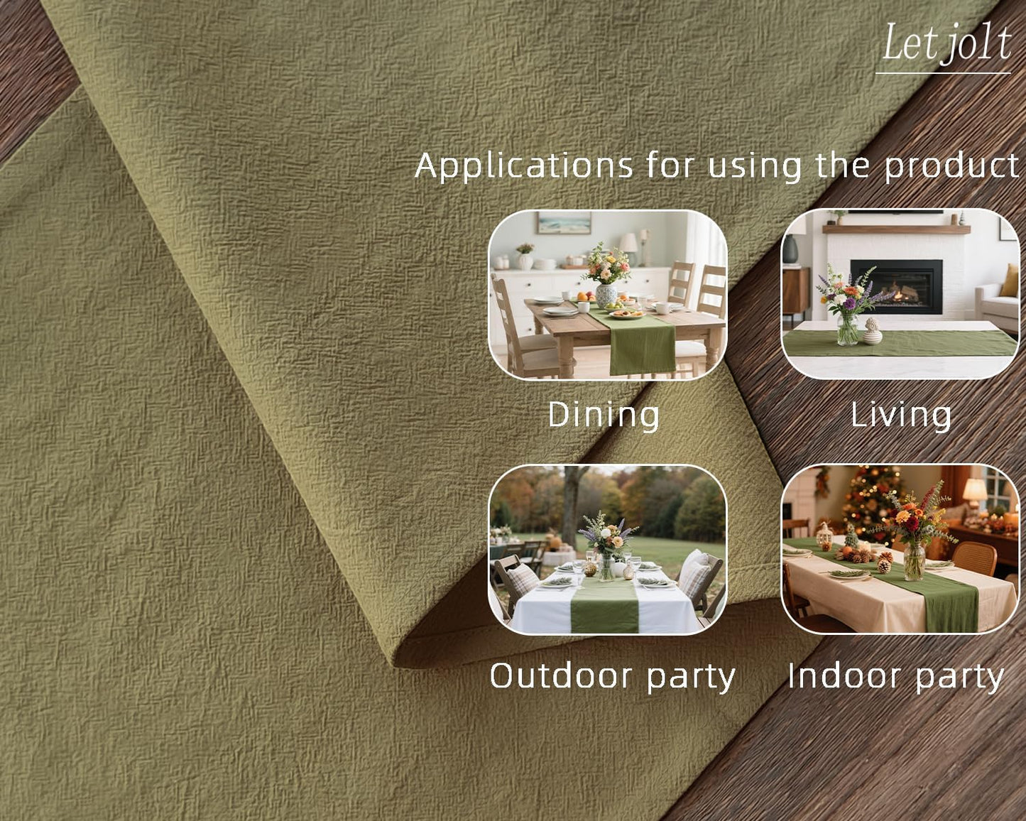 Letjolt Olive Green Table Runner 72 Inches Rustic Farmhouse Table Runner Cotton Runner Plain Table Decor