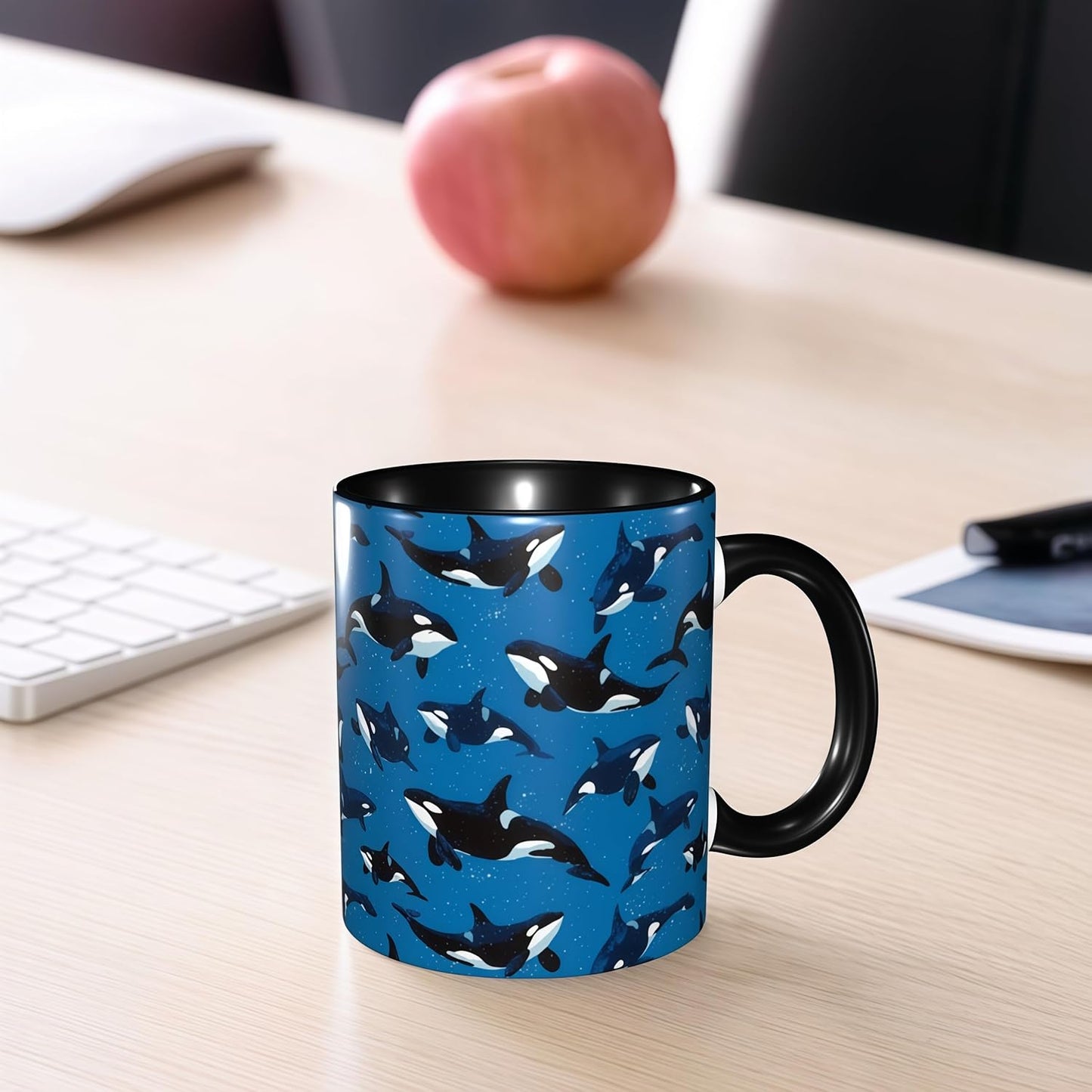 FyLybois Whale Coffee Mug Ceramic Coffee Cup with Handle Microwave Safe for Home or Office Gifts for Women and Men