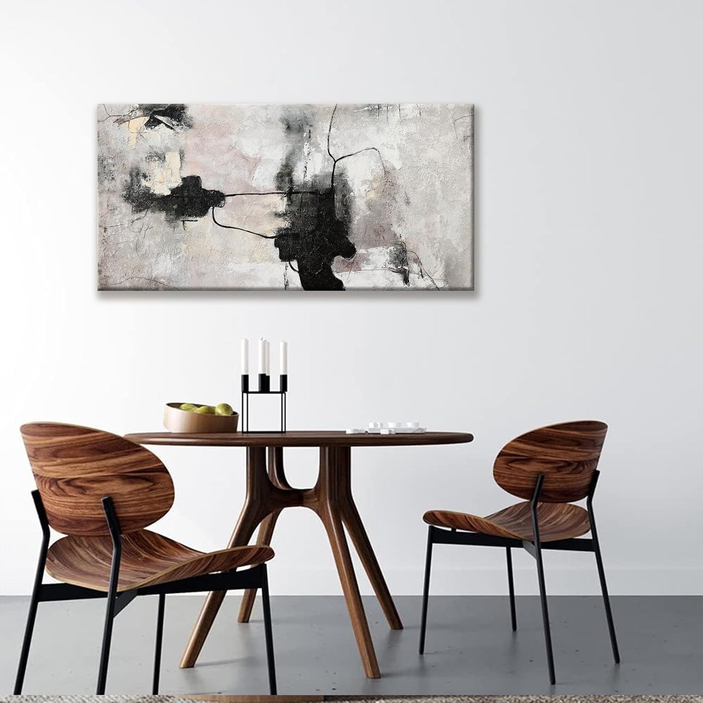 QSQ Black And Off-White Abstract Wall Art Minimalist Canvas Art Wall Decor Paintings Artwork For Walls Modern Abstract Art Prints Picture For Bedroom Hallway Office Home Wall Decor 20 x 40 In