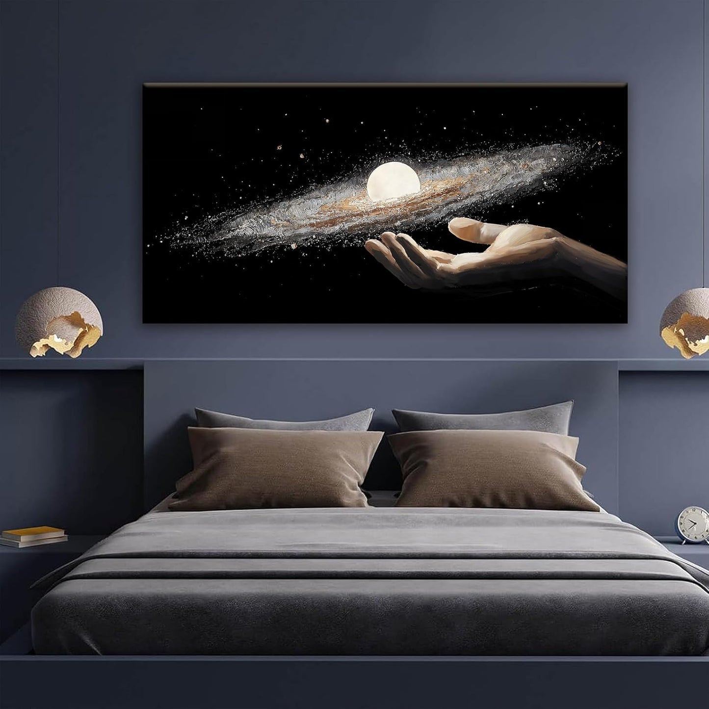 Abstract Wall Art Decorations Modern Science Fiction Wall Art The Universe In Hand Canvas Art Wall Decor For Living Room Bedroom Office Bathroom Home Wall Decor 24x48 Inch