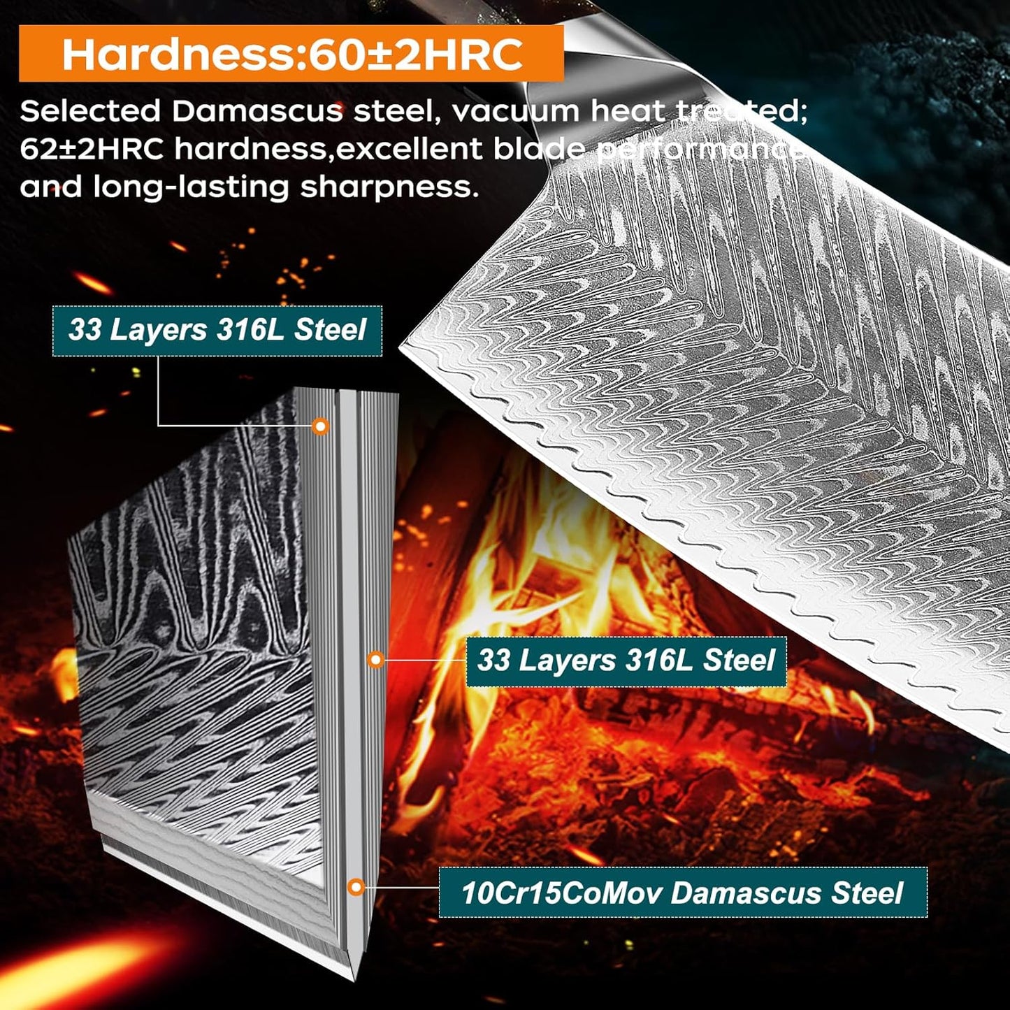 FINDKING Nebula Series Cleaver Knife, Multipurpose Chinese Chef Knife, 10Cr15CoMov Damascus Steel Blade, Resin and Figured Sycamore Handle, Full Tang, 7 Inch, Blue, for Meat, Vegetable Shredding