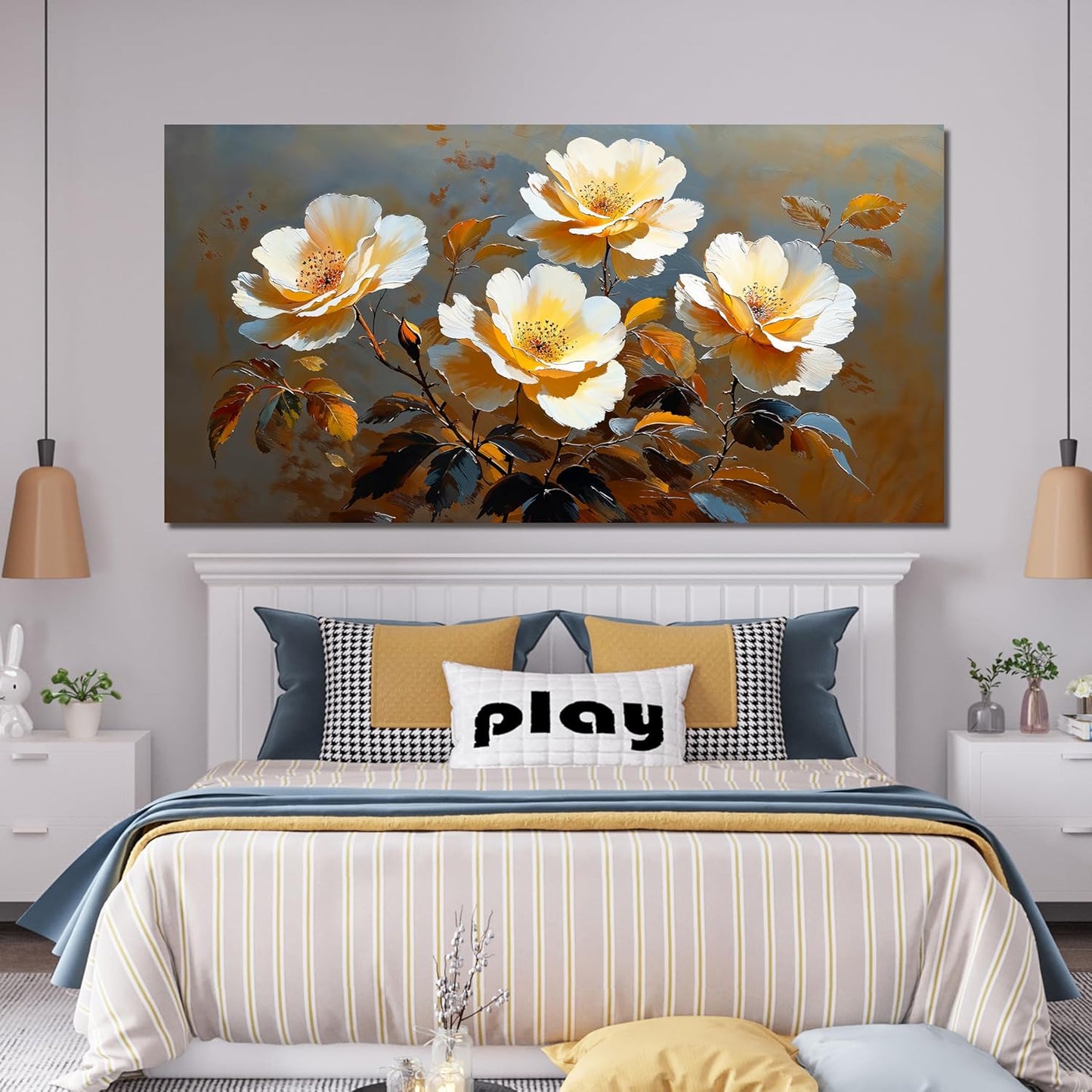 Canvas Oversized Wall Art Decor Wall Art Picture for Living Room Canvas Art Wall Decor Vintage Botanical Wall Art Prints Large Flowers Wall Art Artwork for Walls Bedroom Office Home Decor 29" X 58"
