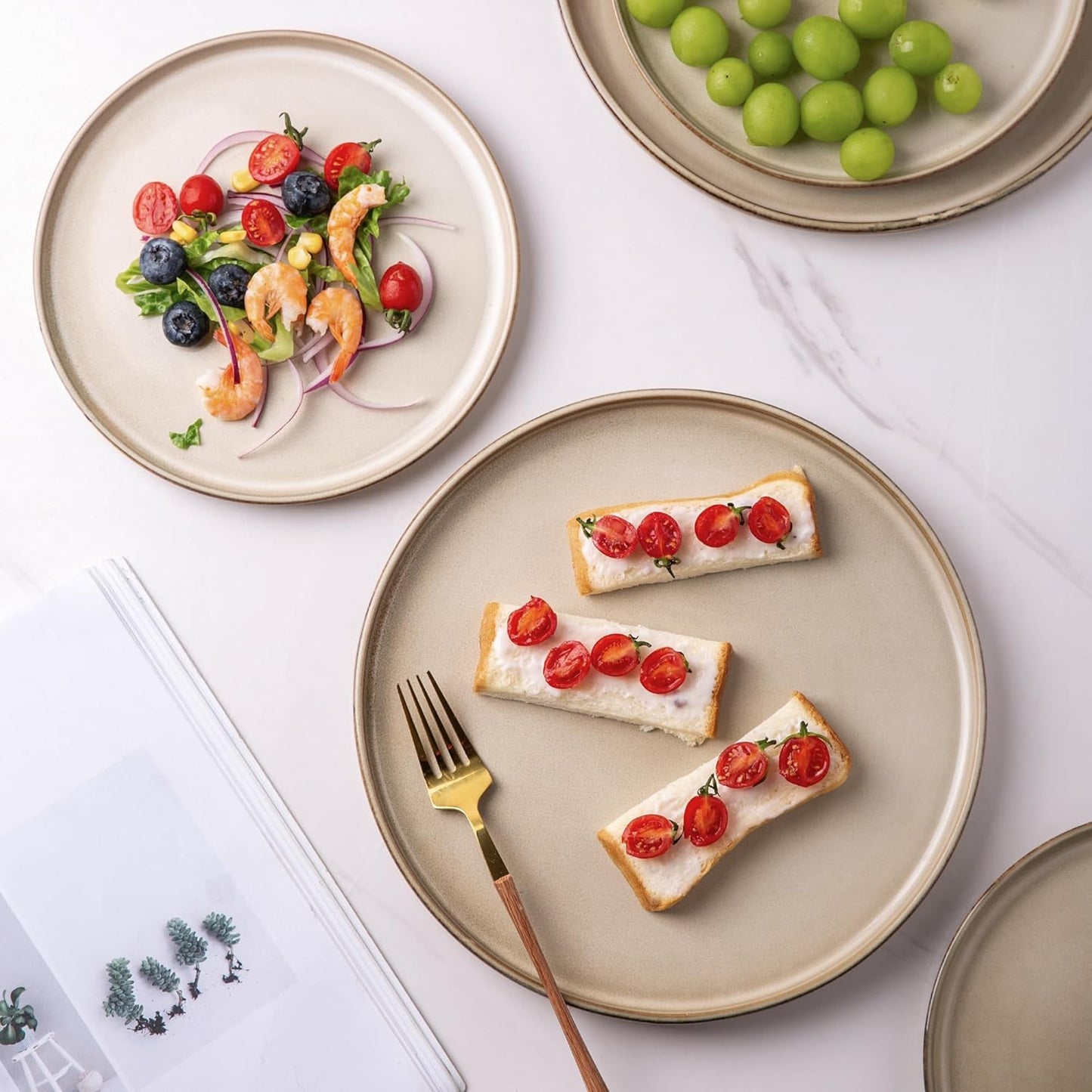 AmorArc Ceramic Dinnerware Sets,Round Reactive Glaze Stoneware Plates and Bowls Sets,Highly Scratch Resistant | Microwave & Dishwasher Safe,Service for 8 Dishes Set (24pc)