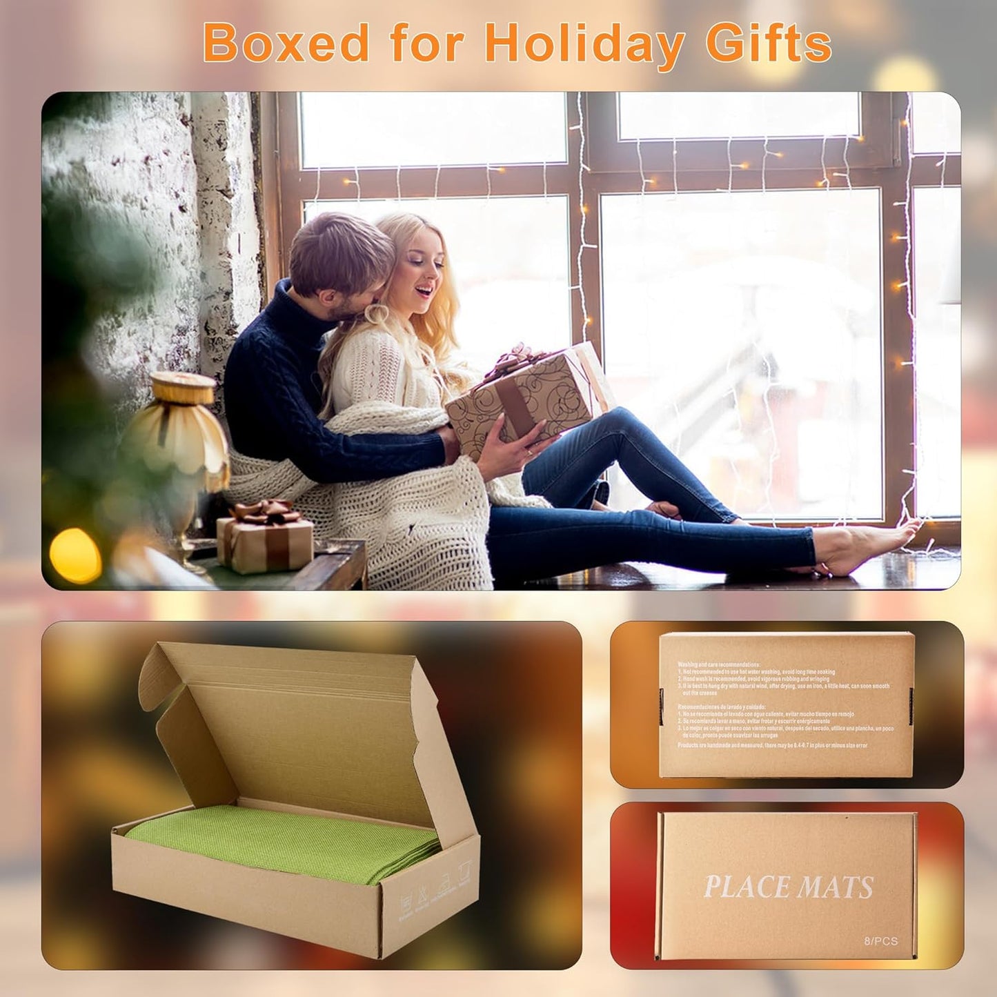 SLKQG Green Linen-Look Placemats Set of 8, Heat Resistant & Machine Washable Double-Layered Cloth Placemats for Dining Table, Indoor/Outdoor Use, Non-Slip Kitchen Table Mats (8, Grass Green)