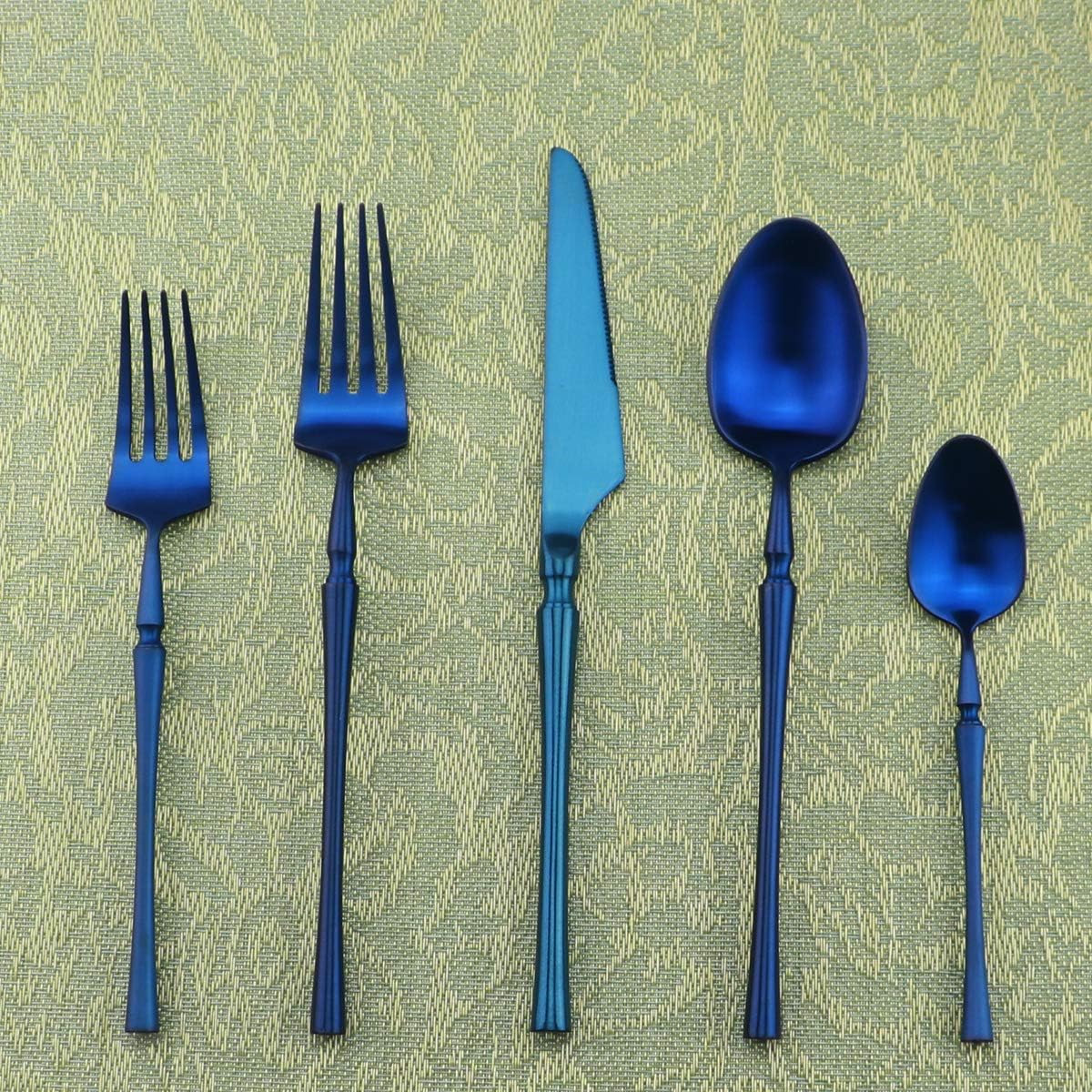 Gugrida Unique & Beautiful Flatware Set - 20 Piece Iridescent Silverware Sets | 18/10 Stainless Steel Reusable Cutlery Set | Blue Utensils Service For 4 with Dessert Fork, Knife, Spoon, Dinner Fork