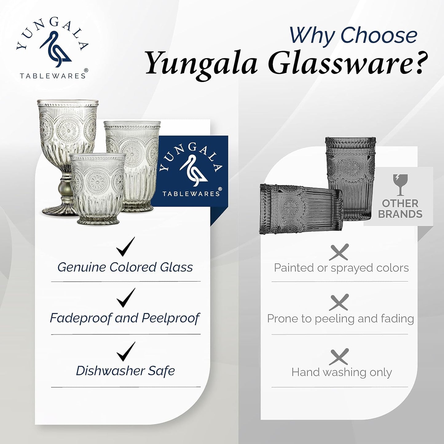 Yungala Black Glassware set of 6 smoke drinking glasses, textured colored vintage glass highball glasses, hobnail inspired dishwasher friendly smoke water glasses or cocktail drinkware