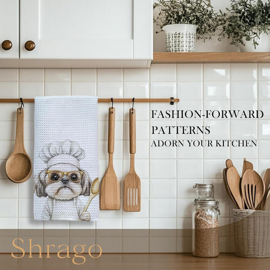 Funny Shih Tzu Chef Kitchen Towels, Gifts for Chefs Dish Tea Towels for Kitchen, Shih Tzu Gifts for Women Men Decorative Hand Towel, Dog Mom Dad Gifts, 16x24 Inch