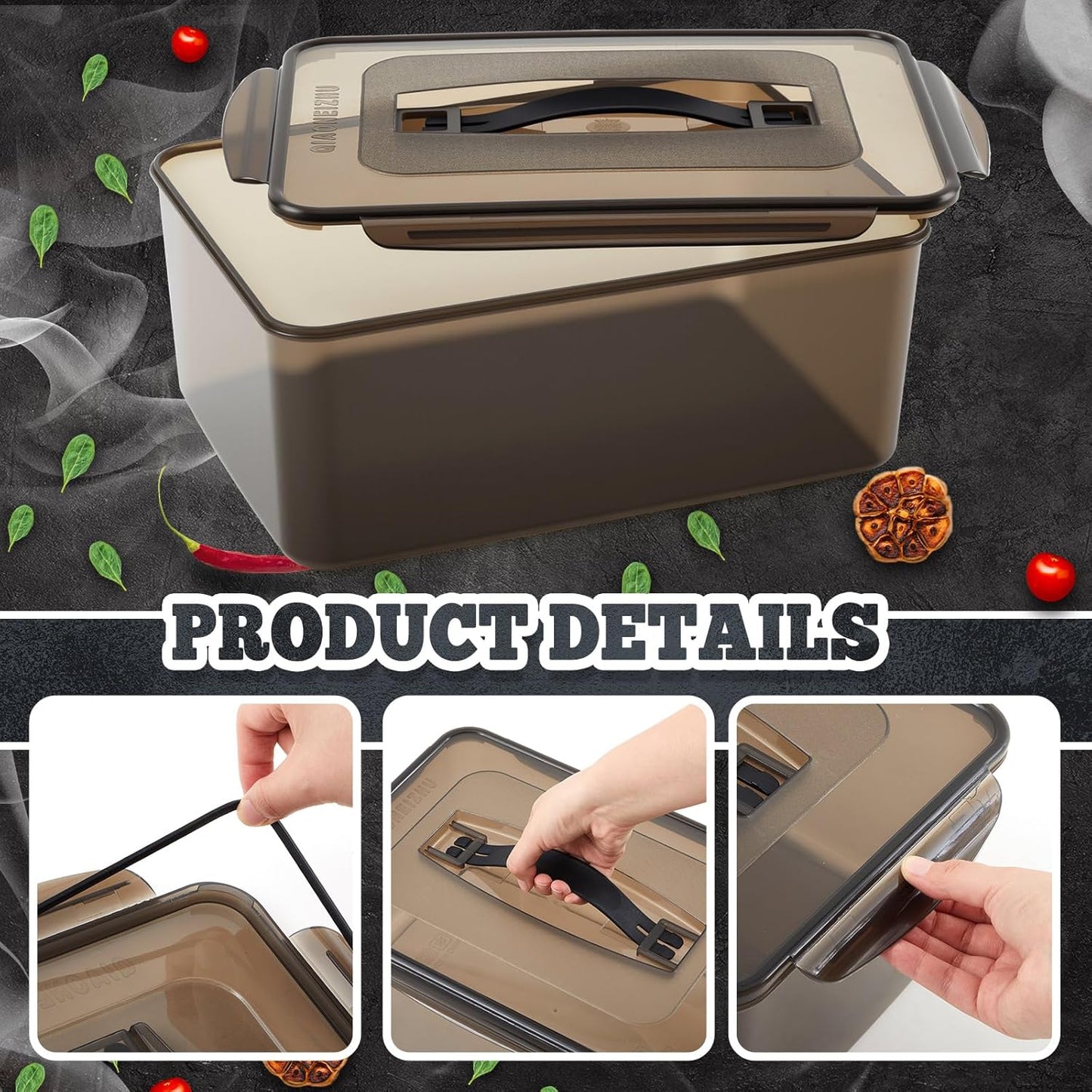 3 Pcs Marinating Containers with Lid 12.5, 8.3, 6.5 Quart Plastic Food Brining Containers Dishwasher Safe Grilling Accessories for Thanksgiving Meat Chicken Turkey Rib BBQ Prep Storage