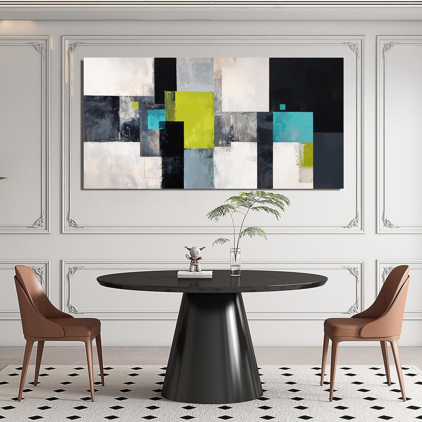 Large Canvas Wall Art Decor Black and White Wall Art Prints Wall Art Pictures for Living Room Abstract Canvas Art Wall Decor Artwork for Walls Modern Green Wall Art Bedroom Office Decor 24" X 48"