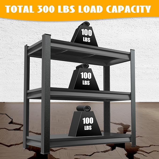 1500 LBS Heavy Duty Black Steel 3-Tier Kitchen Organizer - Waterproof, Adjustable, Multi-Functional Microwave/Oven Rack, Black