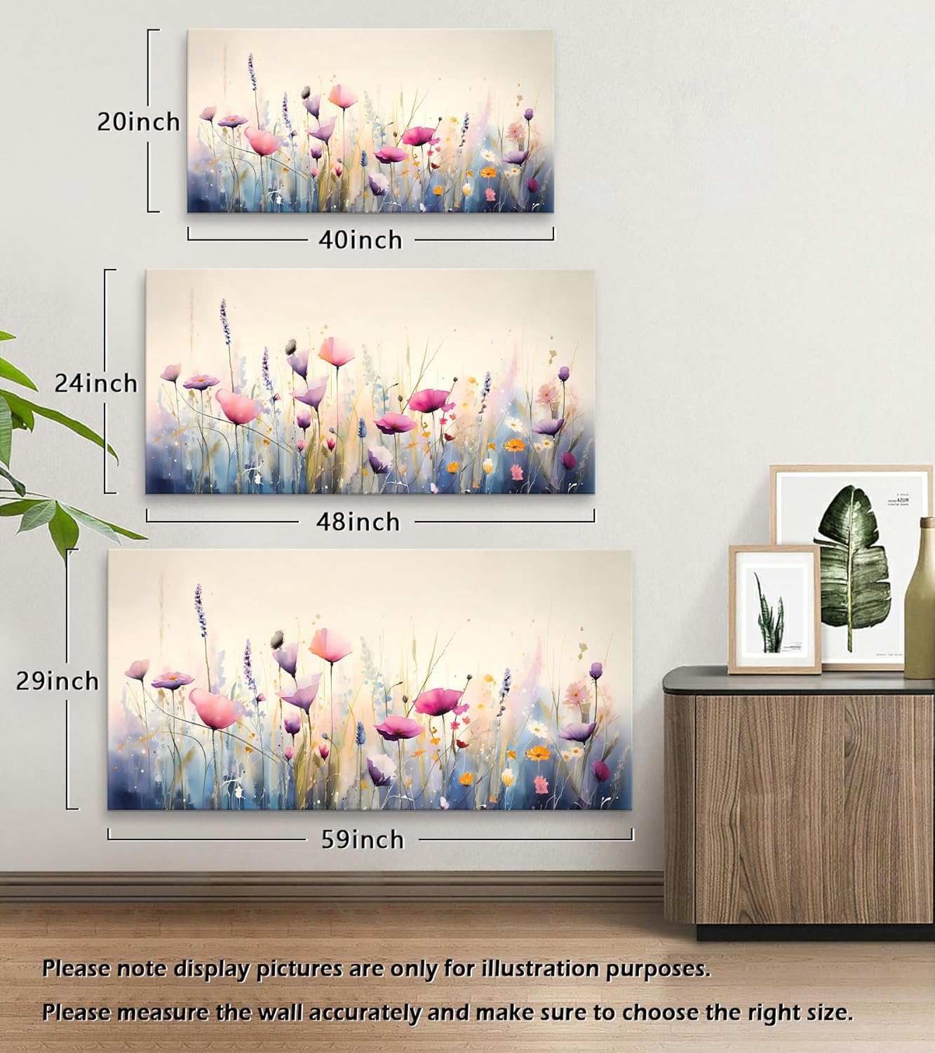 YYYYHPP YP2462 Flowers Wall art Colorful Wildflower Canvas Print Wall Art Wall Art Painting for Living Room Bedroom Kitchen Home and Office Wall Decor