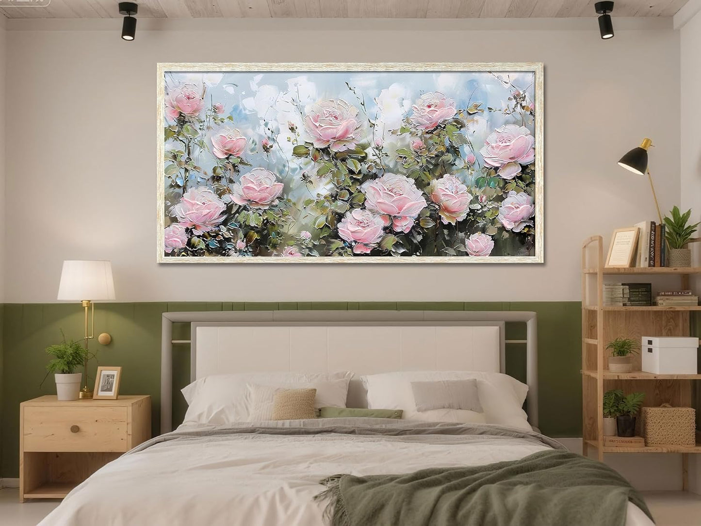 Ardemy Rose Canvas Wall Art for Living Room Floral Framed Pictures Wall Decor Extra Large Paintings Flower Textured Bedroom Artwork Dining Room Home Office Kitchen,58"x29"