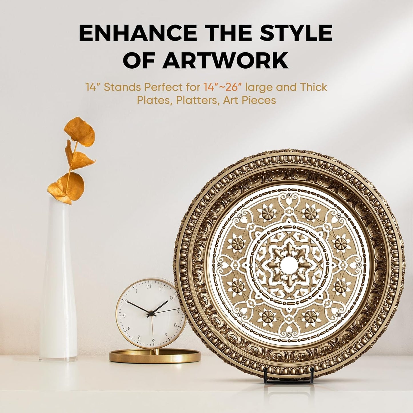 TR-LIFE 14 Inch Black Metal Plate Stand (3 Pack) - Heavy Duty Display Easel Holder for Large Picture Frames, Plates and Signs