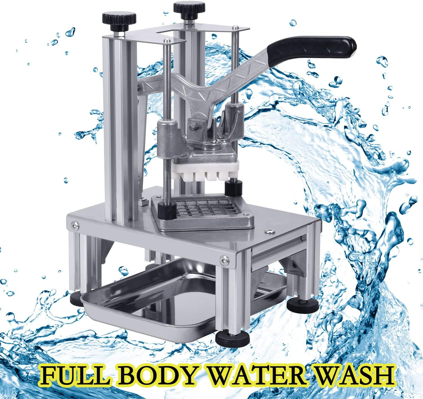 Commercial French Fries Cutter 1/4″ 3/8″ 6 Wedges 6 Wedges to Core Stainless Steel Blades Potato Slicer Fruit Chopper for Restaurant Home Kitchen Cutting, Sliver