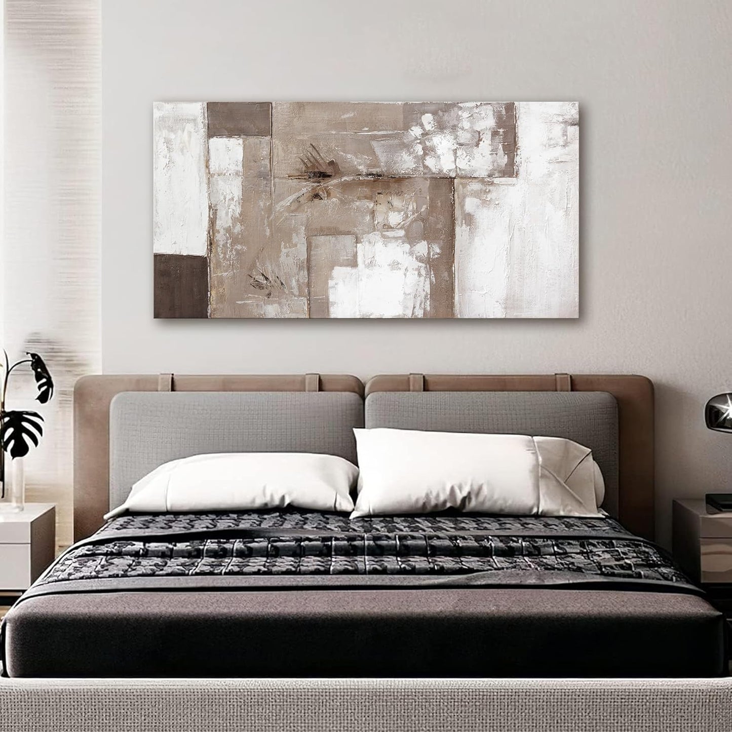 YISXINOAG Abstract Wall Art Ready To Hang Canvas Art Wall Decor Modern Fantasy Paintings Brown Grey And White Wall Art Prints Canvas Painting For Bathroom Wall Decor Bedroom Office Decoration 20"X40"