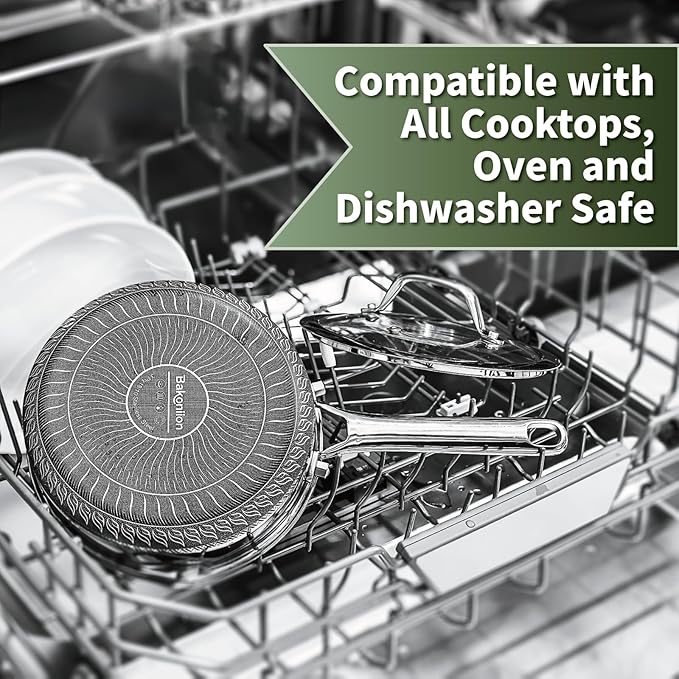 Hybrid Nonstick 2 QT Saucepan with Lid, Stainless Steel Honeycomb Pot with Two Pour Spouts,Compatible with All Cooktops,Dishwasher and Oven Safe