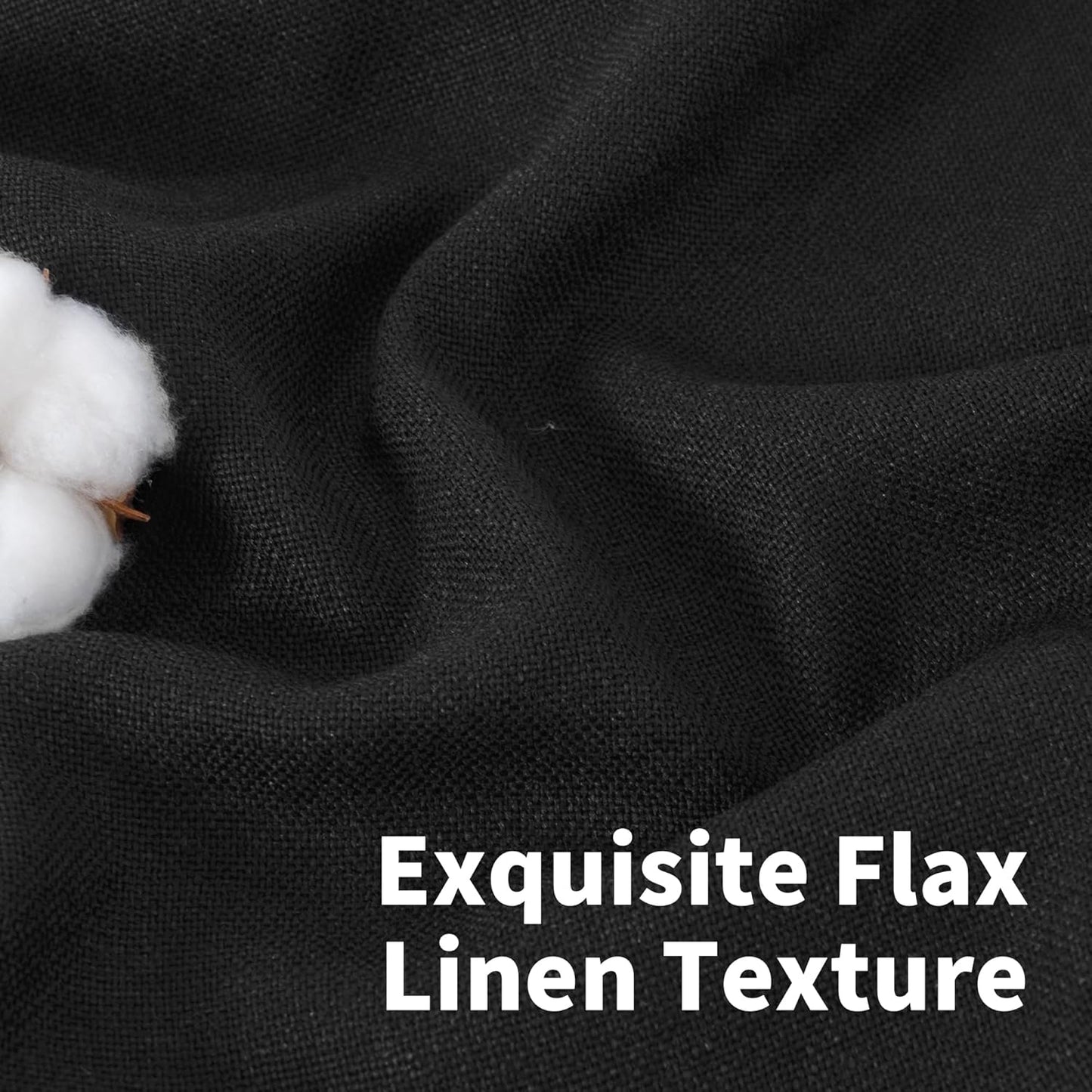 YoungsTex Black Linen Curtains 63 inch Length 2 Panels for Short Windows Bronze Grommet Drapes Light Filtering for Bedroom Living Room Gothic Decorative, 52 X 63 Inch