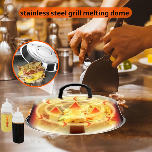 Onlyfire Griddle Accessories Kit, 9PCS Flat Top Grill Accessories Set for Blackstone and Camp Chef, 12" Melting Dome,Grill BBQ Spatulas,Chopper/Scraper, Tongs,Great for Cooking Indoor or Outdoor