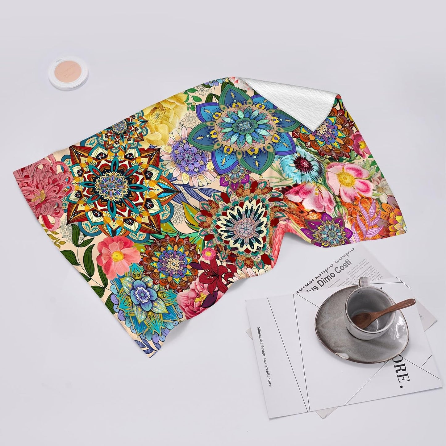 Boho Floral Kitchen Towels Decorative Set of 2, Colorful Flowers Dish Towels for Kitchen, Absorbent Soft Hand Towel Tea Bar Towel for Kitchen Decor Cooking Baking Housewarming Gifts for Women