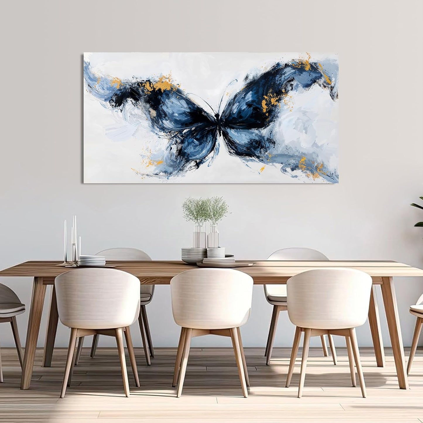 TAIJXAGSG Abstract Canvas Wall Art Decor Large Wall Art For Living Room Butterfly Artwork For Room Posters Wall Art Office Decor 24"X 48" Artwork For Walls Black Abstract Art Abstract Canvas Art Wall