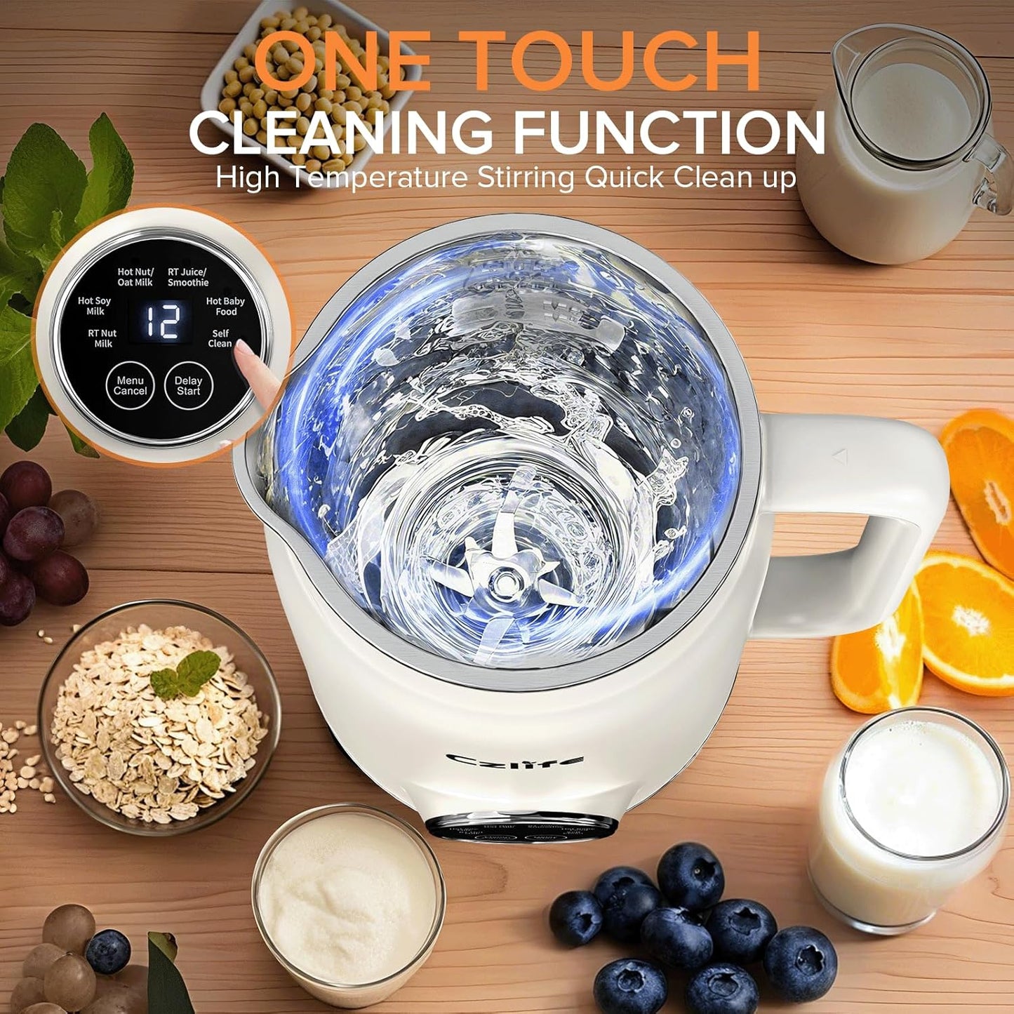 10 in 1 Nut Milk Maker Blender, 20oz (600ml) Homemade Nut Milk Maker Machine, Almond, Soy, Oat, Juice, Milkshake, Smoothies, Baby Food, Plant Based Milks with Delay Start, Keep Warm, Selfclean