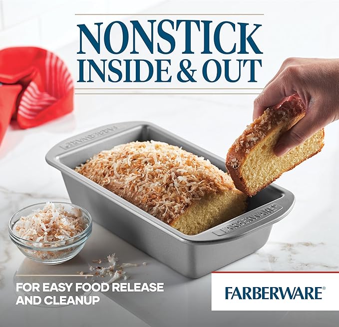 Farberware Nonstick Bakeware 9-Inch x 5-Inch Loaf Pan, Gray -
