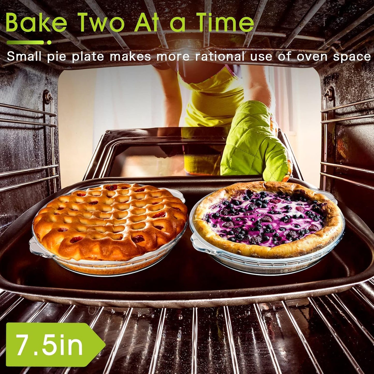 ZYER Glass Pie Plate 18.8oz Small Pie Dish Small Pie Pan for 1~2, Glass Pie Dish for Baking, 7.5 Inch 2pack