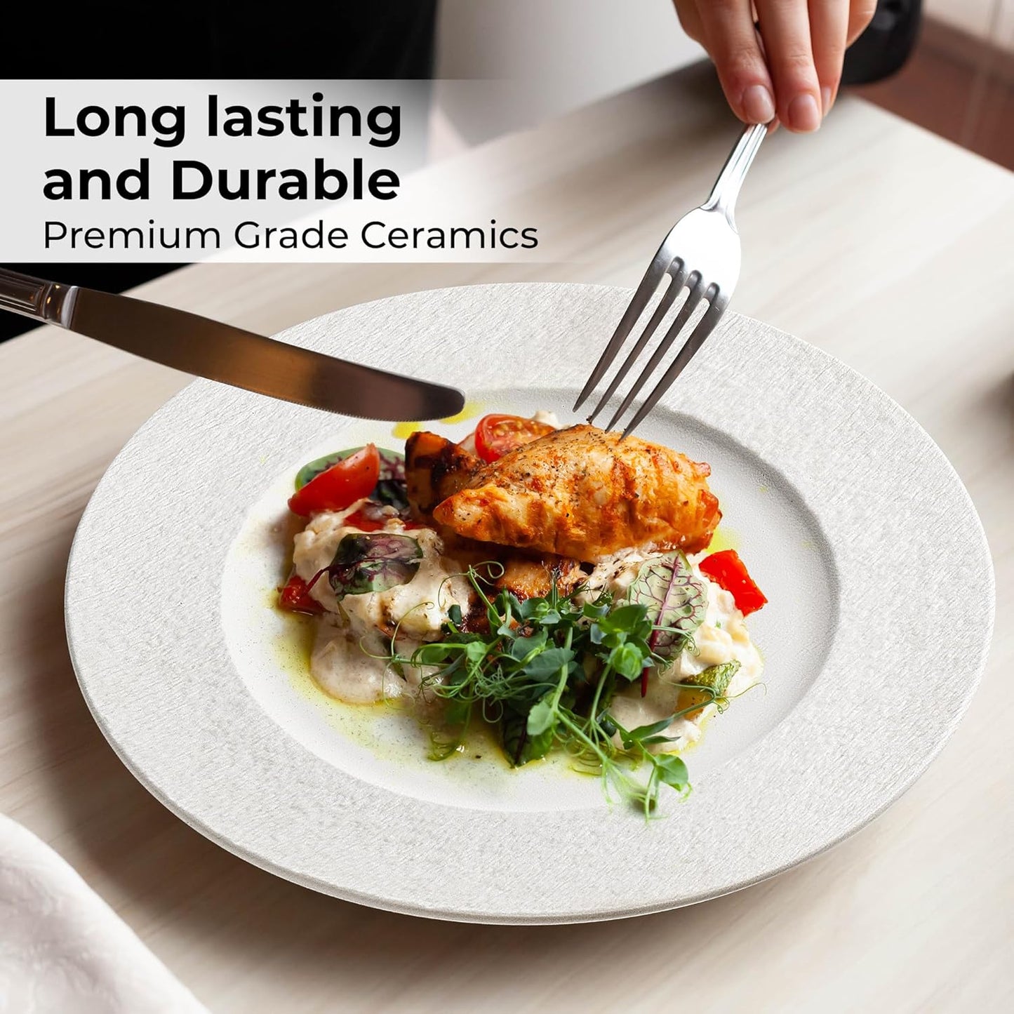 MIAMIO - 9 Inch, Set of 4 Dinner Plates/Ceramic Plate Set, Crockery Set - Modern Plates, Microwave and Dishwasher Safe - Oasis Collection