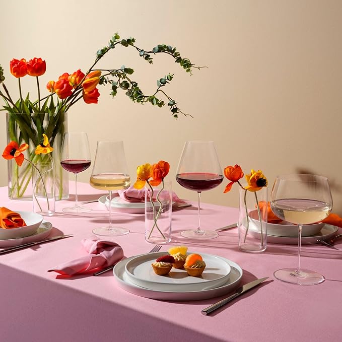 NUDE Red Wine Glass, Stem Zero Volcano – Crystal Large Long Stem Wine Glass for Medium to Full Bodied Red Wines, Tapered Bowl, Lead-Free, Dishwasher Safe, 33 3/4 oz