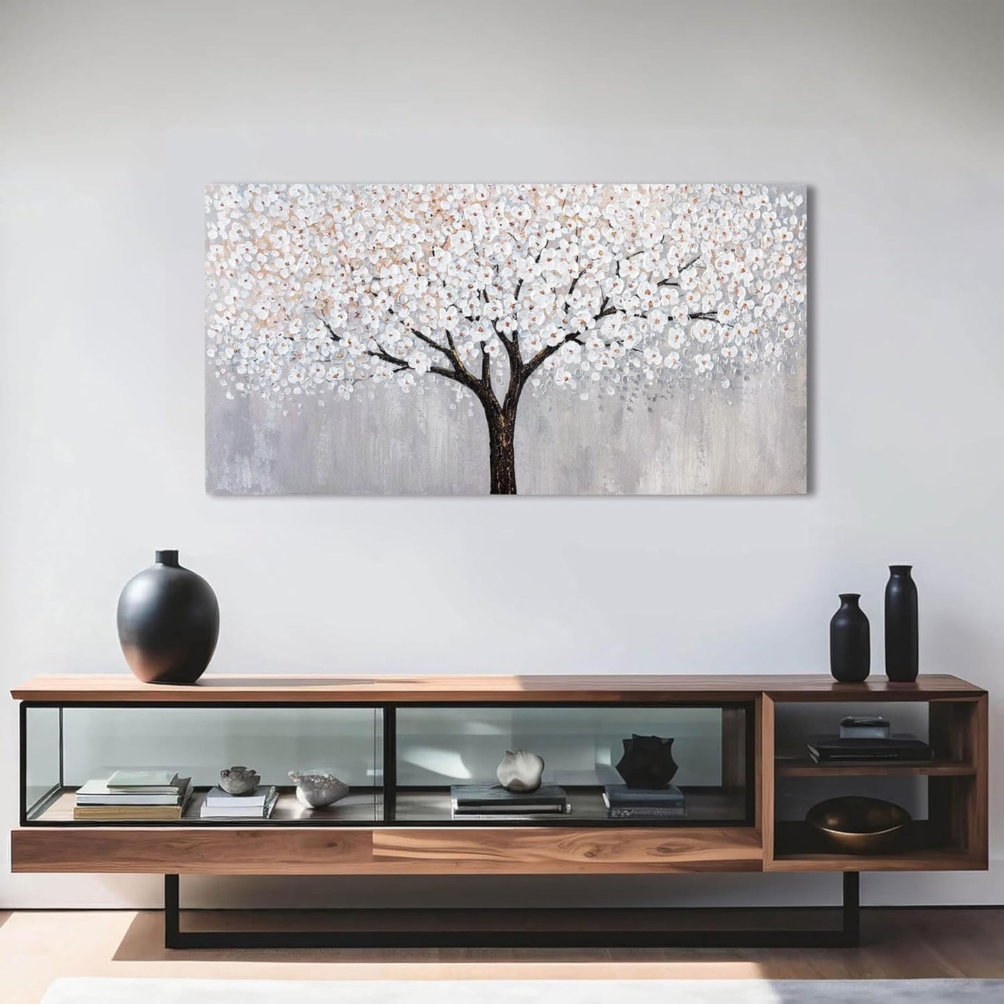 Canvas Wall Art Decor Artwork for Walls Tree of Life Wall Art for Living Room Vintage Black and White Wall Art Decor Tree Flower Wall Art Decorations Prints for Room Home Office Wall Decor 20"X40"