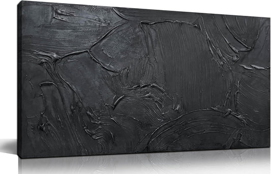 Abstract Hand Painted Wall Art for Living Room - Minimalist Art Wall Decor for Office - Black Painting Wall Art for Bedroom Size 20" x 40"