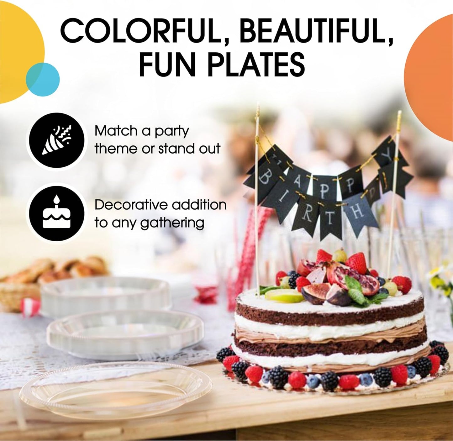 Exquisite Party Solids Clear Plastic Plates For Party Supplies 10" Clear Disposable Plates Heavy Duty 50 Pcs Plastic Dinnerware Sets Heavy Duty 350 GSM Disposable Dinnerware Set