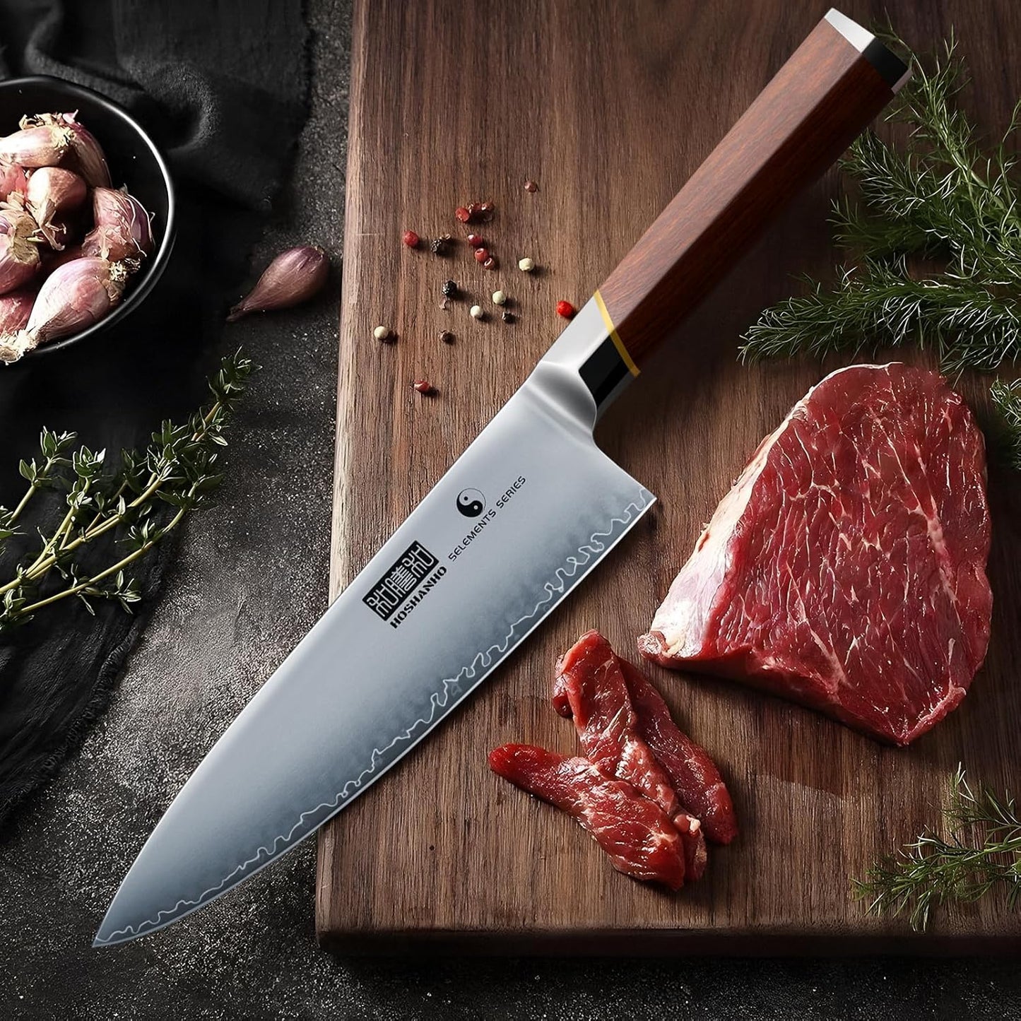 HOSHANHO Chef Knife 8 Inch, Japanese High Carbon Steel Kitchen Knife Ultra Sharp Cooking Knife, Professional Chef's Knife with Ergonomic Red Sandalawood Handle