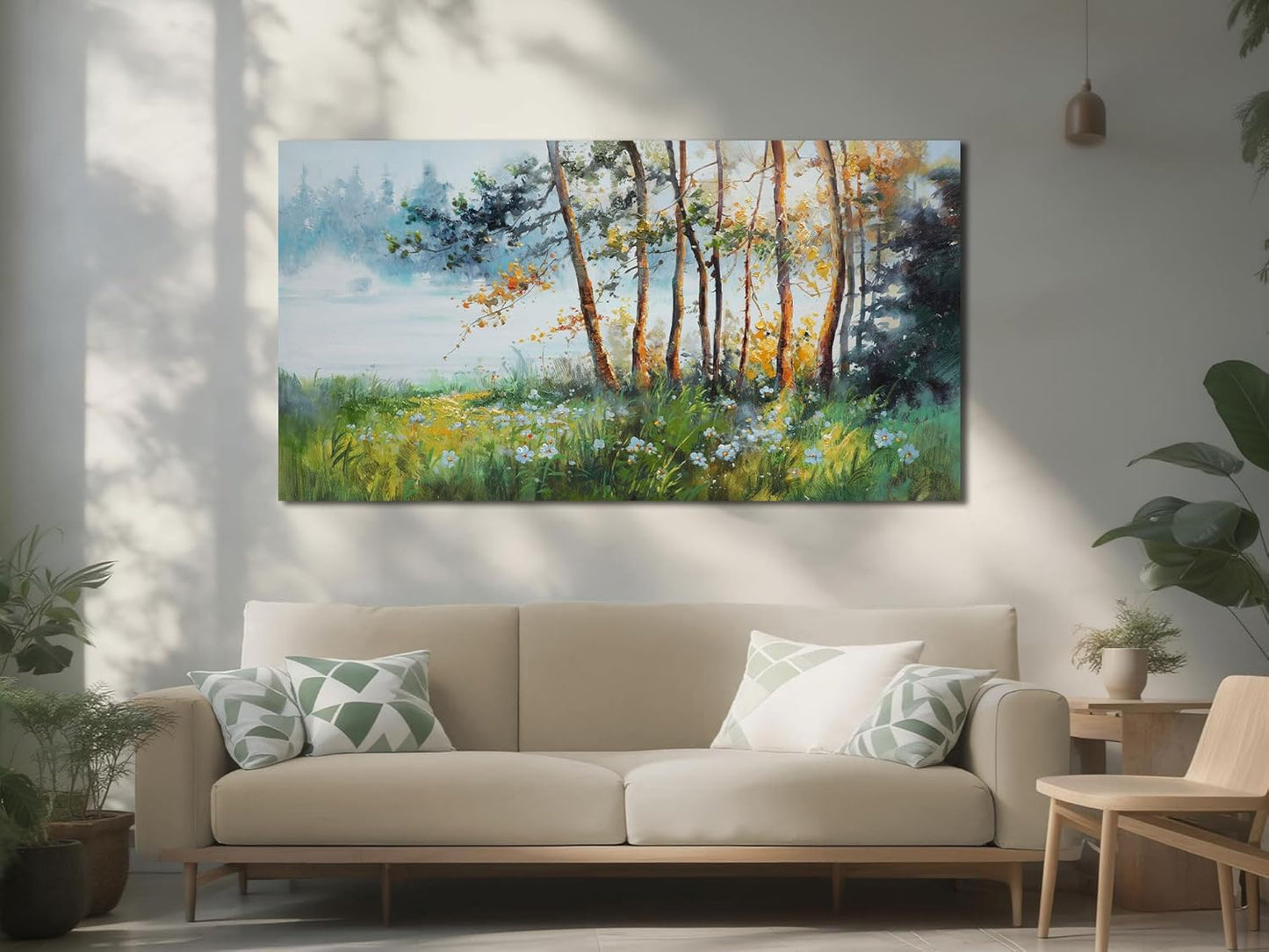 Ardemy Tree Canvas Wall Art Green Forest Pictures Wall Decor Living Room Landscape Textured Nature Paintings Artwork Bedroom Dining Room Kitchen Home Office, 40"x20"