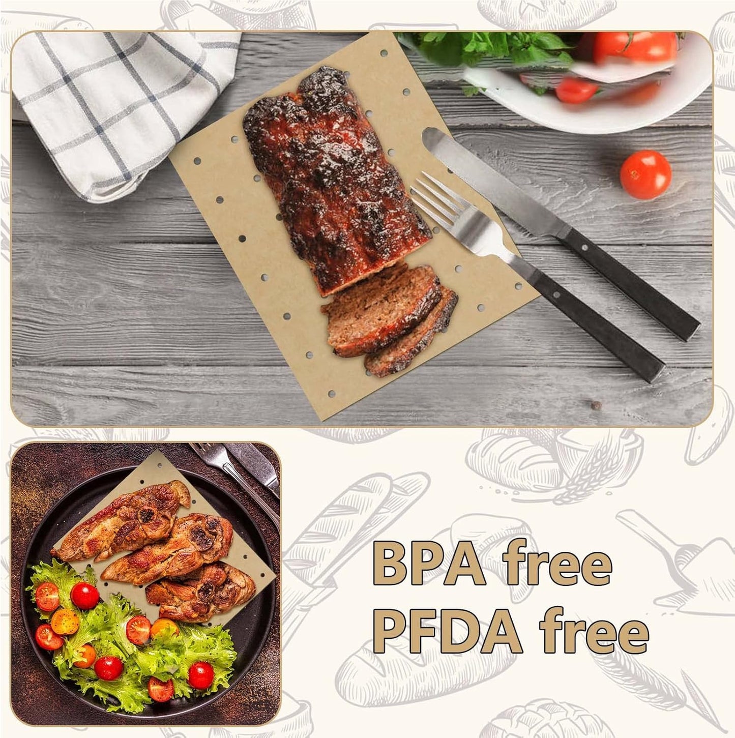 120 Sheets 9x11inch Unbleached Air Fryer Parchment Paper Liners,Non-stick Disposable Rectangle Baking Paper Compatible with Cuisinart,Ninja Foodi,Breville,Gowise,Black Decker