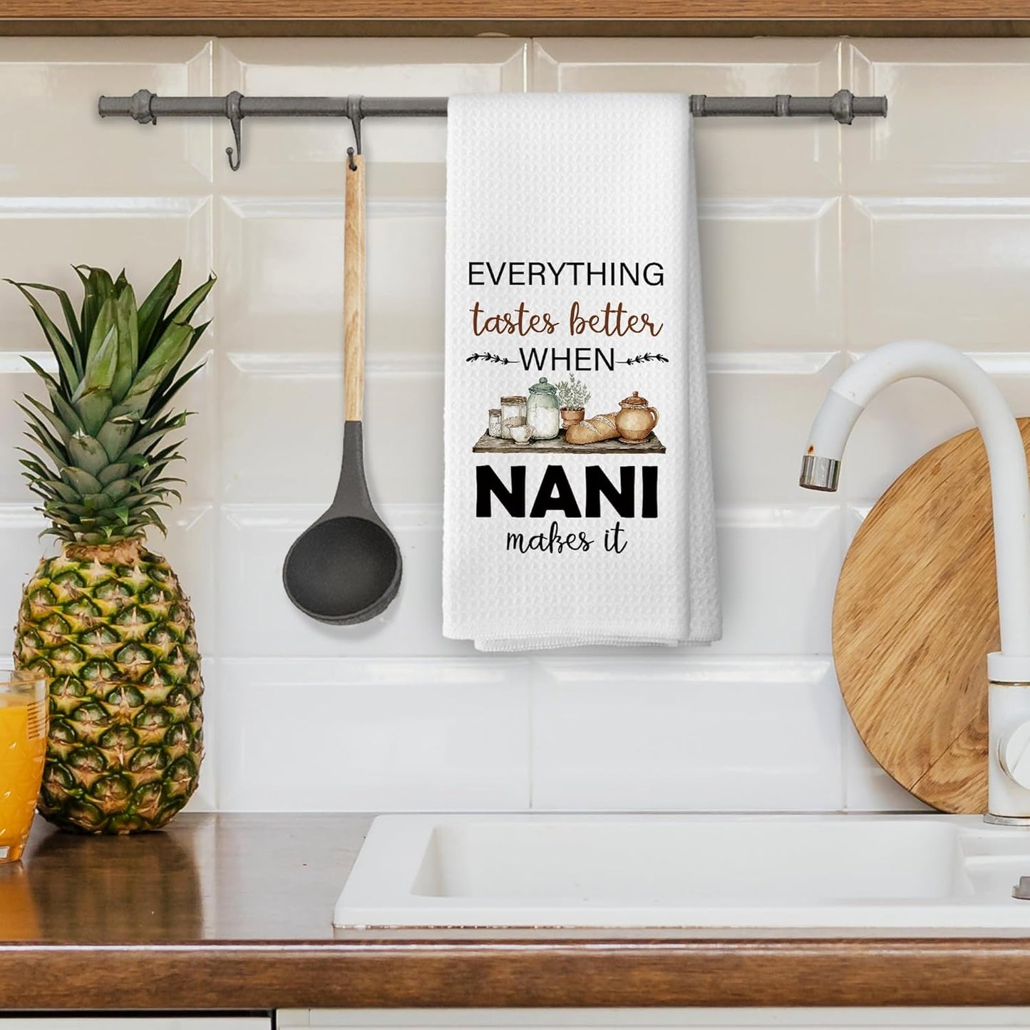 Nani Gifts Kitchen Dish Towels, Grandma Grandmother Gifts for Nana Nanny Women from Grandsons Grandchildren, Watercolor Cooking Utensils Hand Towels Kitchen Tea Towels Decorations, 16x24inch