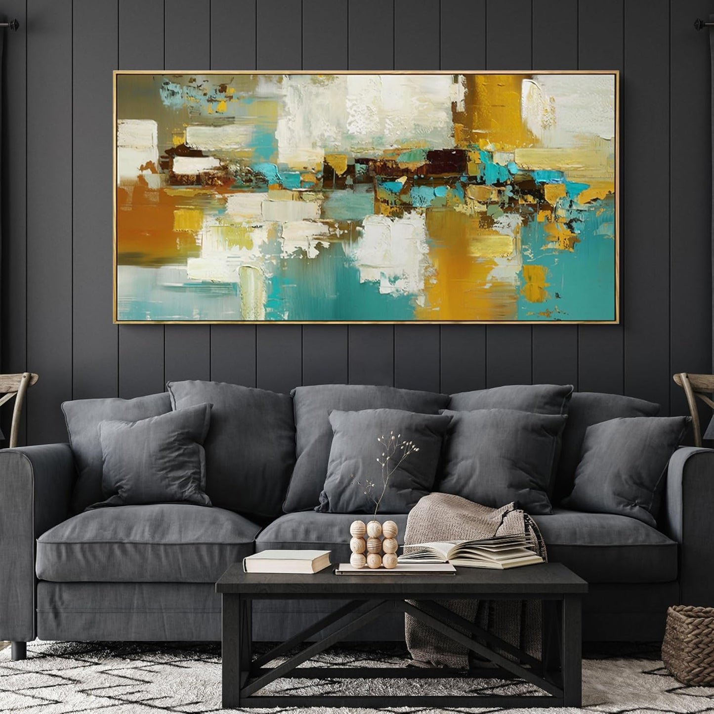 XLSJERST Large Framed Wall Art - Paintings Wall Decor Abstract Canvas Wall Art Artwork for Bedroom Huge Wall Pictures for Living Room Bedroom 29x58 Inches