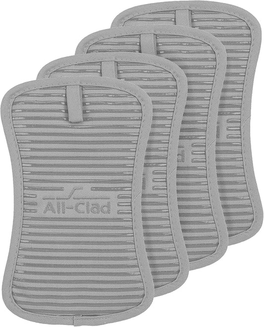 All-Clad Premium Pot Holder & Hot Pad: Heat Resistant to 500 Degrees - 100% Cotton, 10"x6.25" Hot Pad for Kitchen and Barbeque, 4-Pack, Titanium